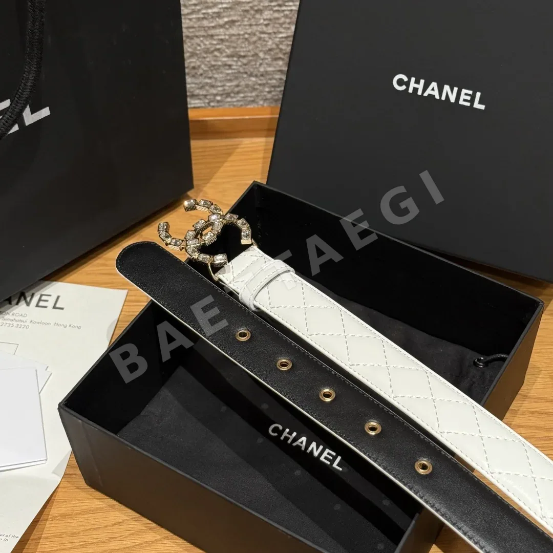샤넬 더블 C 메탈 로고 램스킨 벨트 상세 이미지 6