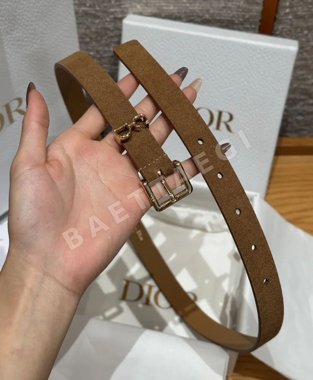 디올 CD 버클 스웨이드 소가죽 벨트 상세 이미지 5