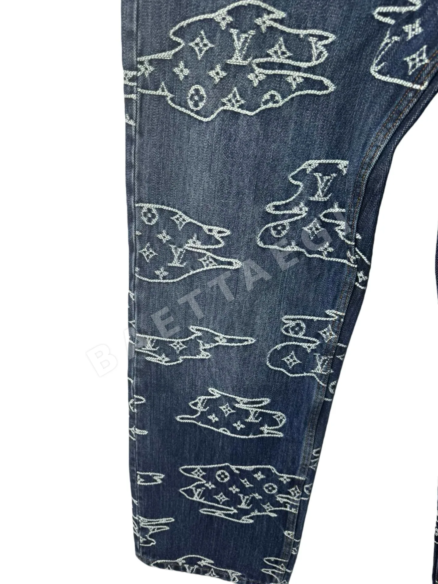 루이비통 커스텀 모노그램 자카드 패치워크 남성 바지 상세 이미지 5