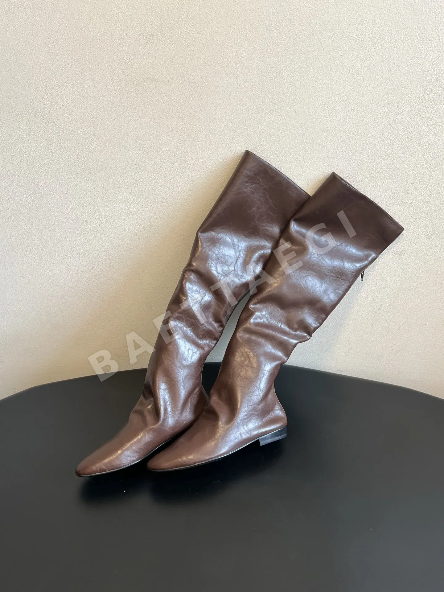 더로우 부츠 PU 플랫 상세 이미지 2