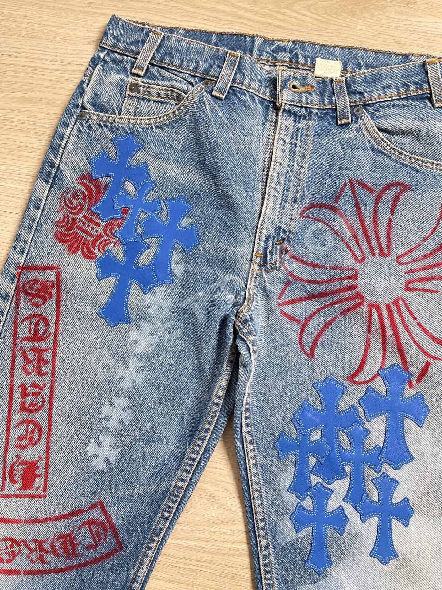 크롬하츠 천연가죽 그래피티 남성 청바지 상세 이미지 6
