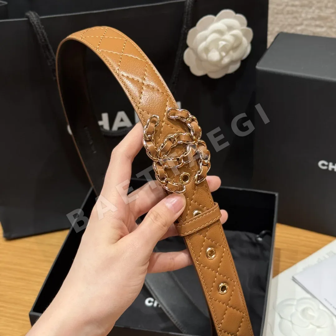 샤넬 램스킨 더블 C 로고 벨트 상세 이미지 3