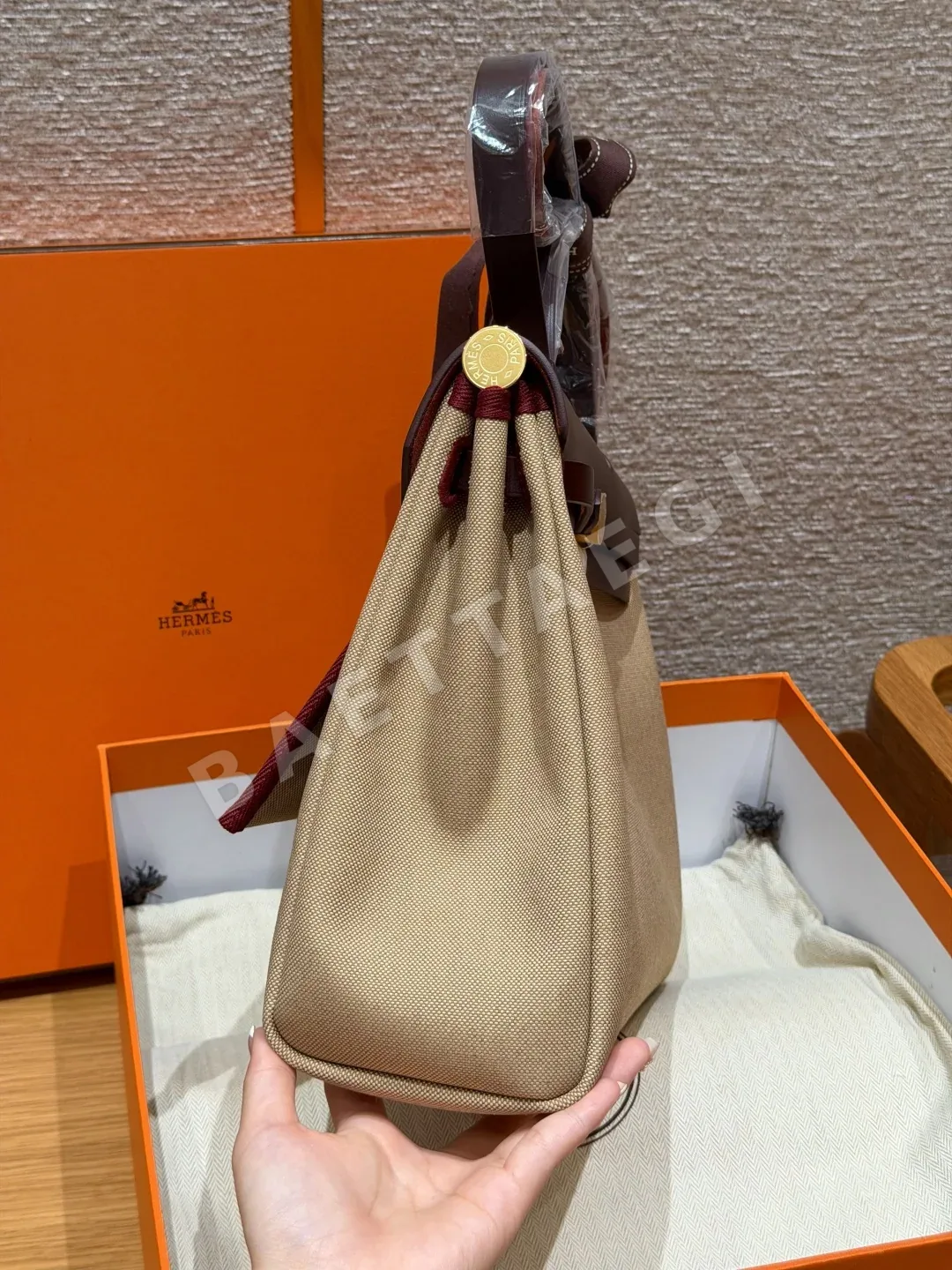 에르메스 하버 캔버스 소가죽 가방 상세 이미지 4