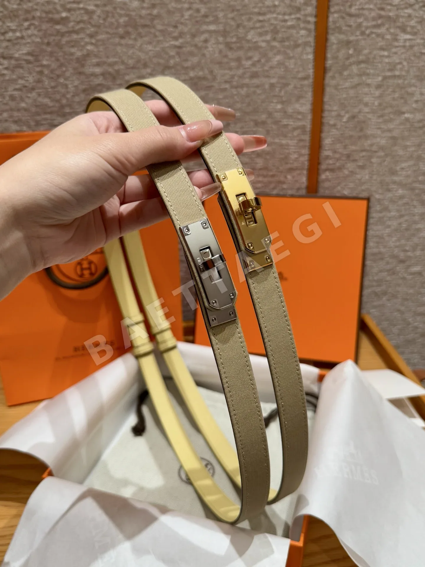 에르메스 H 캔버스 켈리 버클 벨트 상세 이미지 4