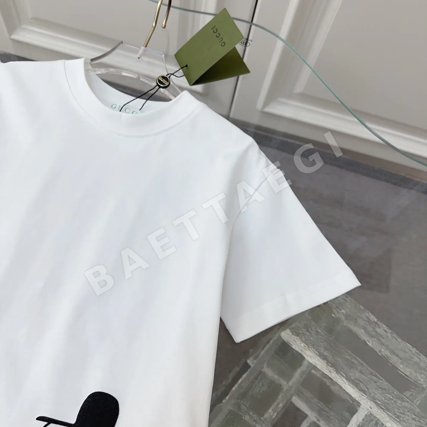 구찌 GU 2026 早春子供用新作半袖Tシャツ、フロッキープリントとオリジナル品質、230gヘビーウェイト生地 Gucci 상세 이미지 3