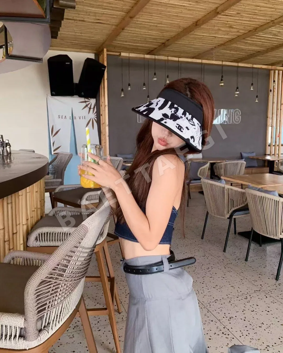 샤넬 조절 가능한 바이저 선햇 모자 상세 이미지 2