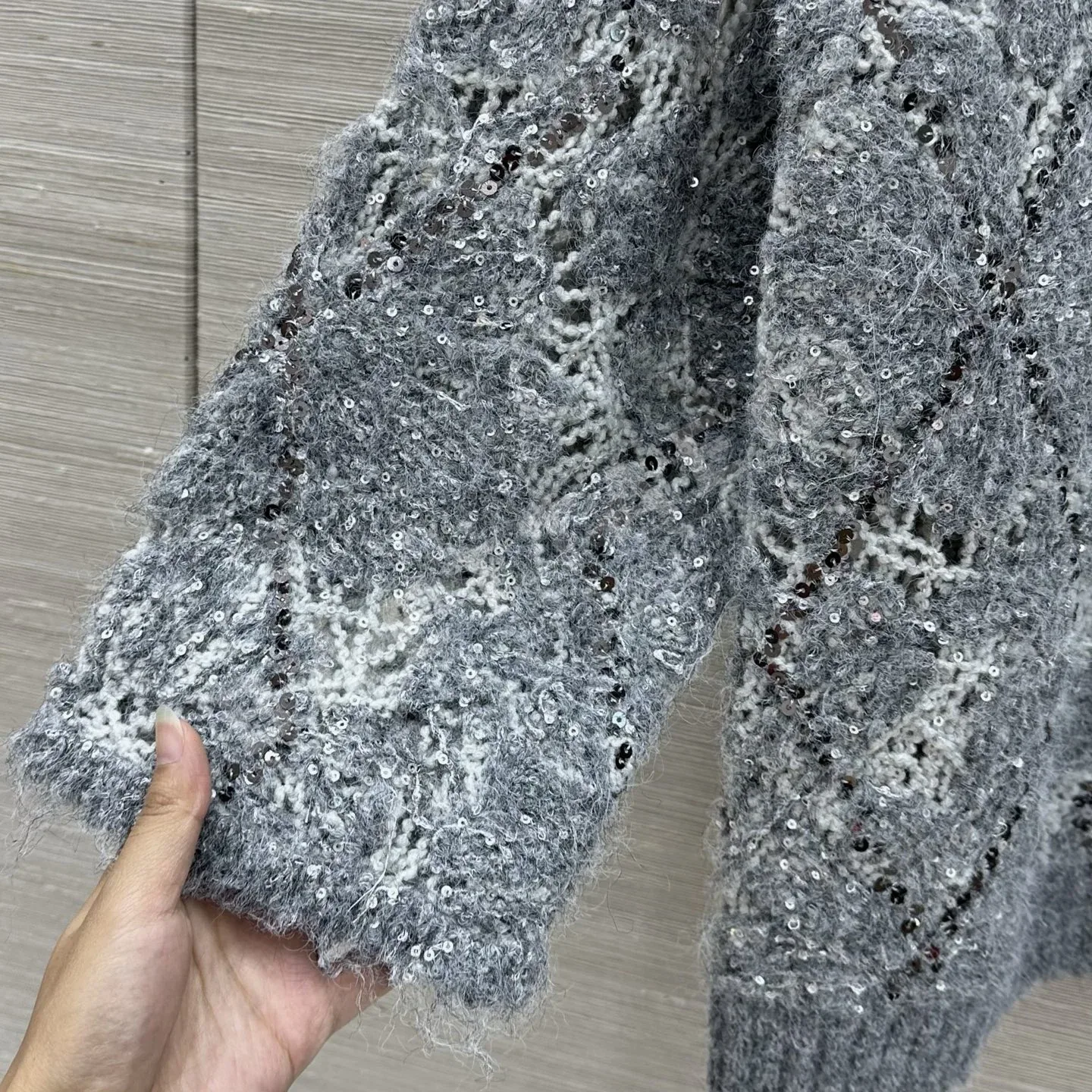 브루넬로쿠치넬리 울 모헤어 자수 스팽글 가디건 상세 이미지 6