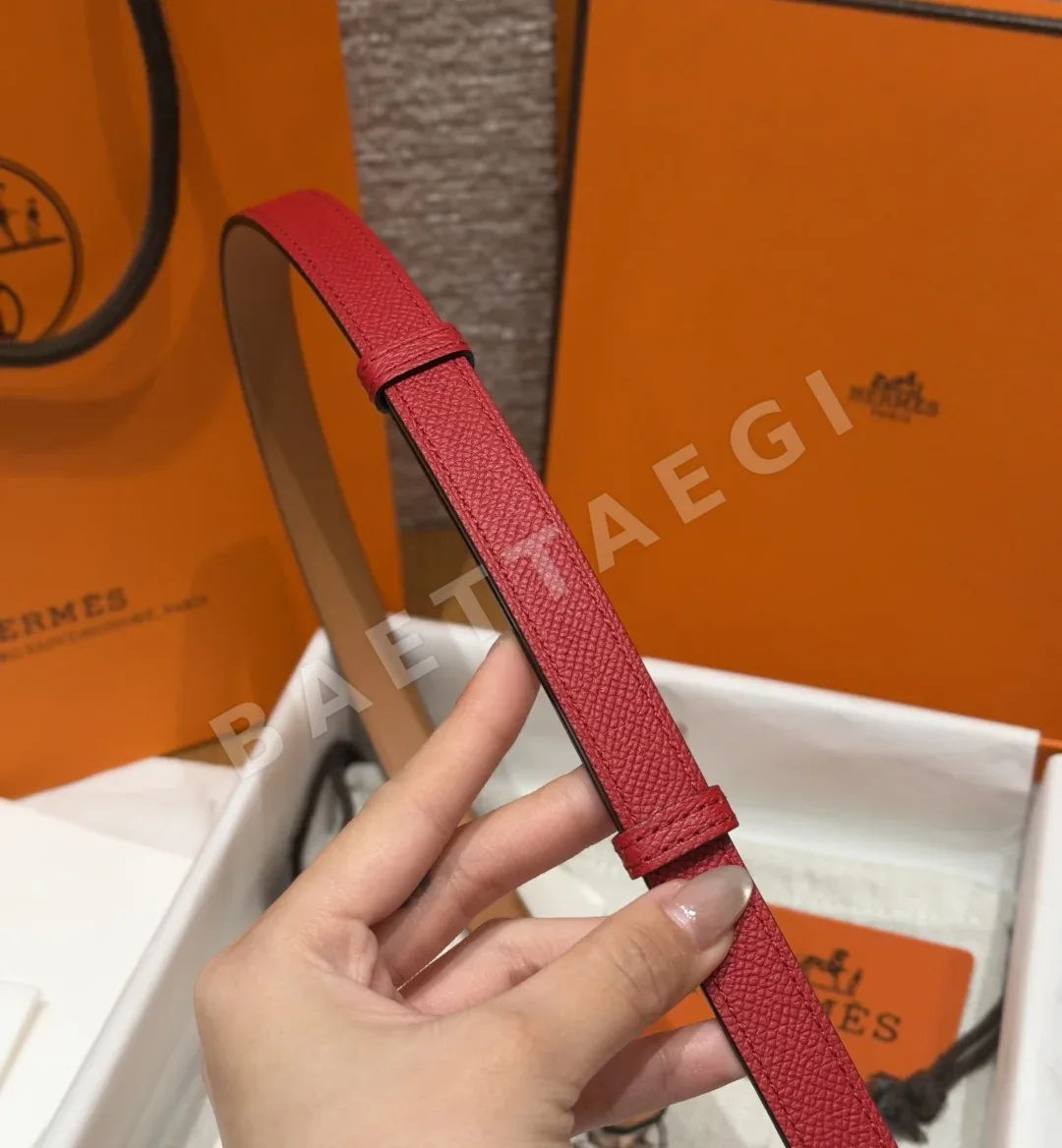 에르메스 켈리 팔라듐 가죽 벨트 상세 이미지 8