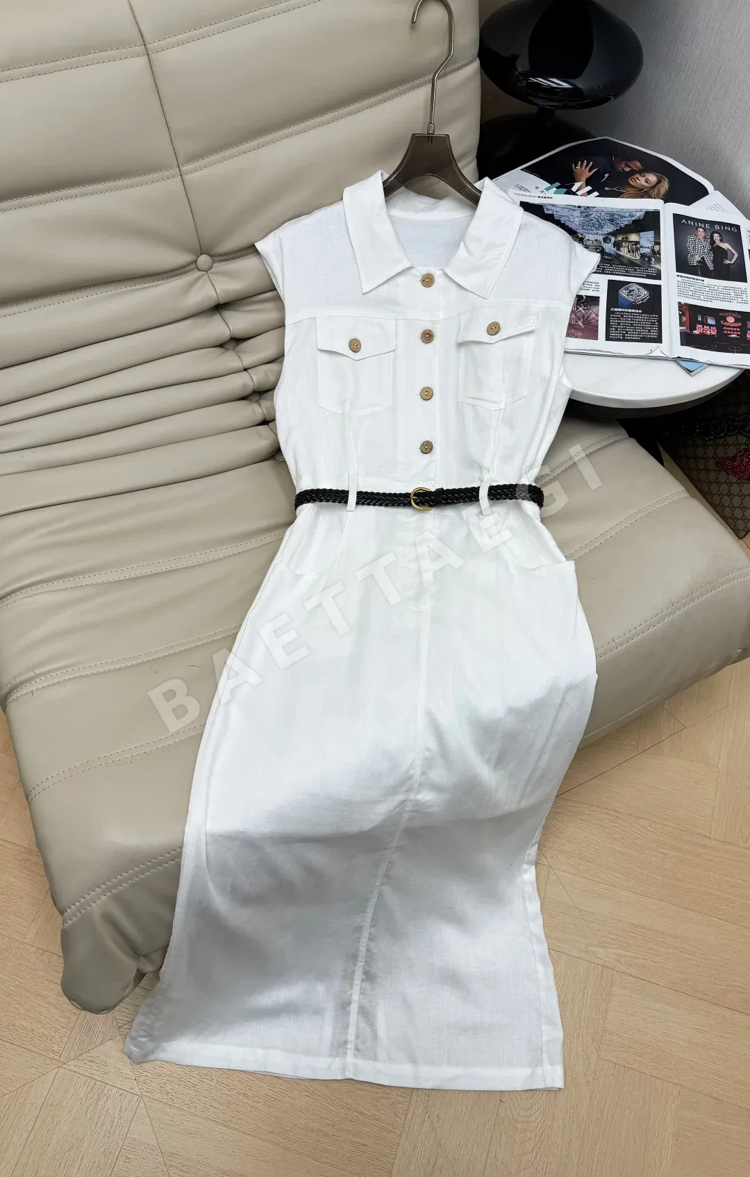 브루넬로쿠치넬리 화이트 린넨 셔츠 퍼프 원피스 상세 이미지 2