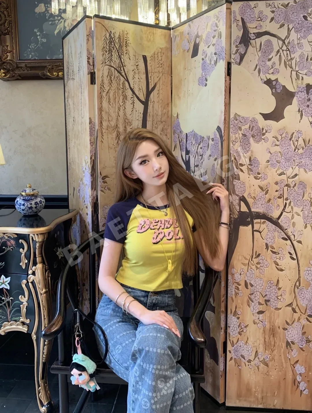 크롬하츠 여성 컬러 블록 반팔 티셔츠 상세 이미지 18