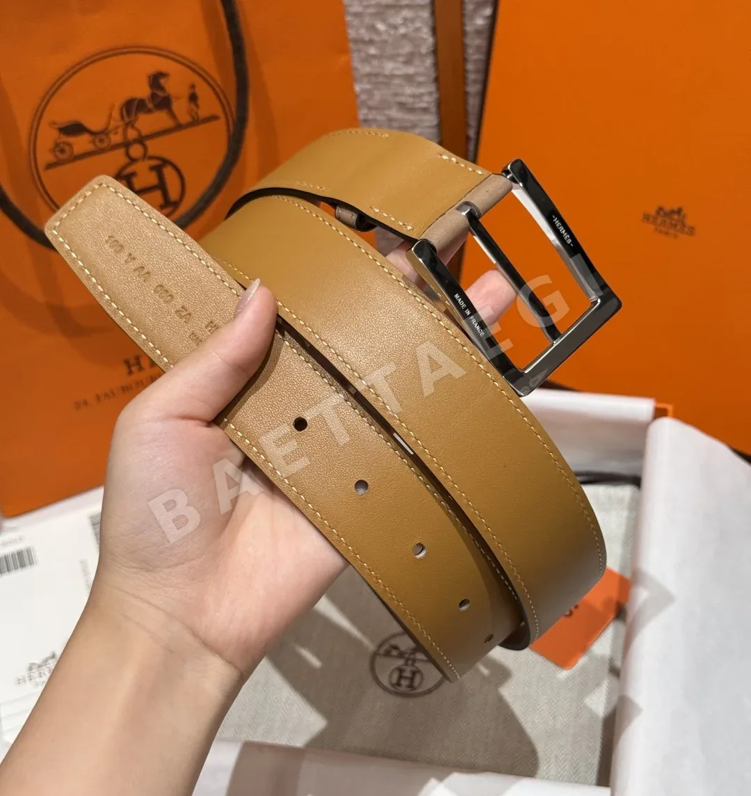 에르메스 H브랜드 카프스킨 메탈 버클 벨트 상세 이미지 3