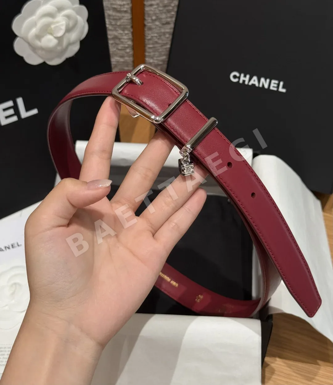 샤넬 가죽 더블 C 버클 벨트 상세 이미지 3