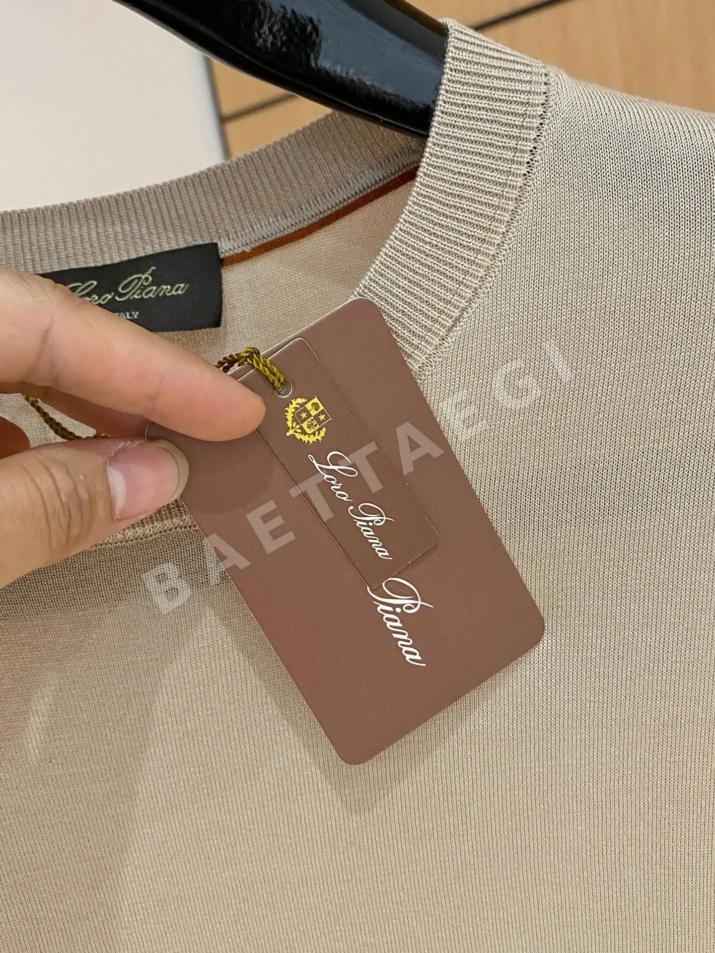 로로피아나 남성 아세테이트 텐셀 실크 혼방 반팔 티셔츠 상세 이미지 6