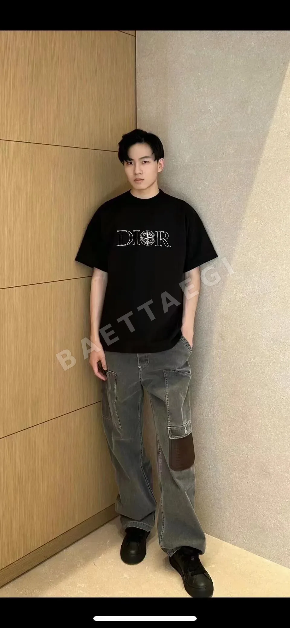 스톤아일랜드 컬러 블록 가죽 카고 바지 상세 이미지 7