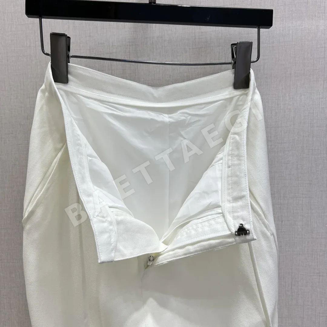 생로랑 메탈 벨트 린넨 와이드 팬츠 여성 바지 상세 이미지 5
