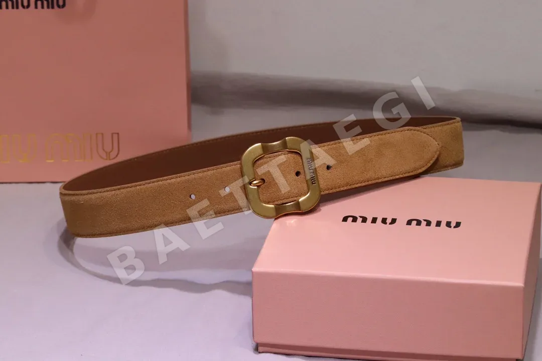 미우미우 빈티지 금도금 버튼 스웨이드 벨트 57896