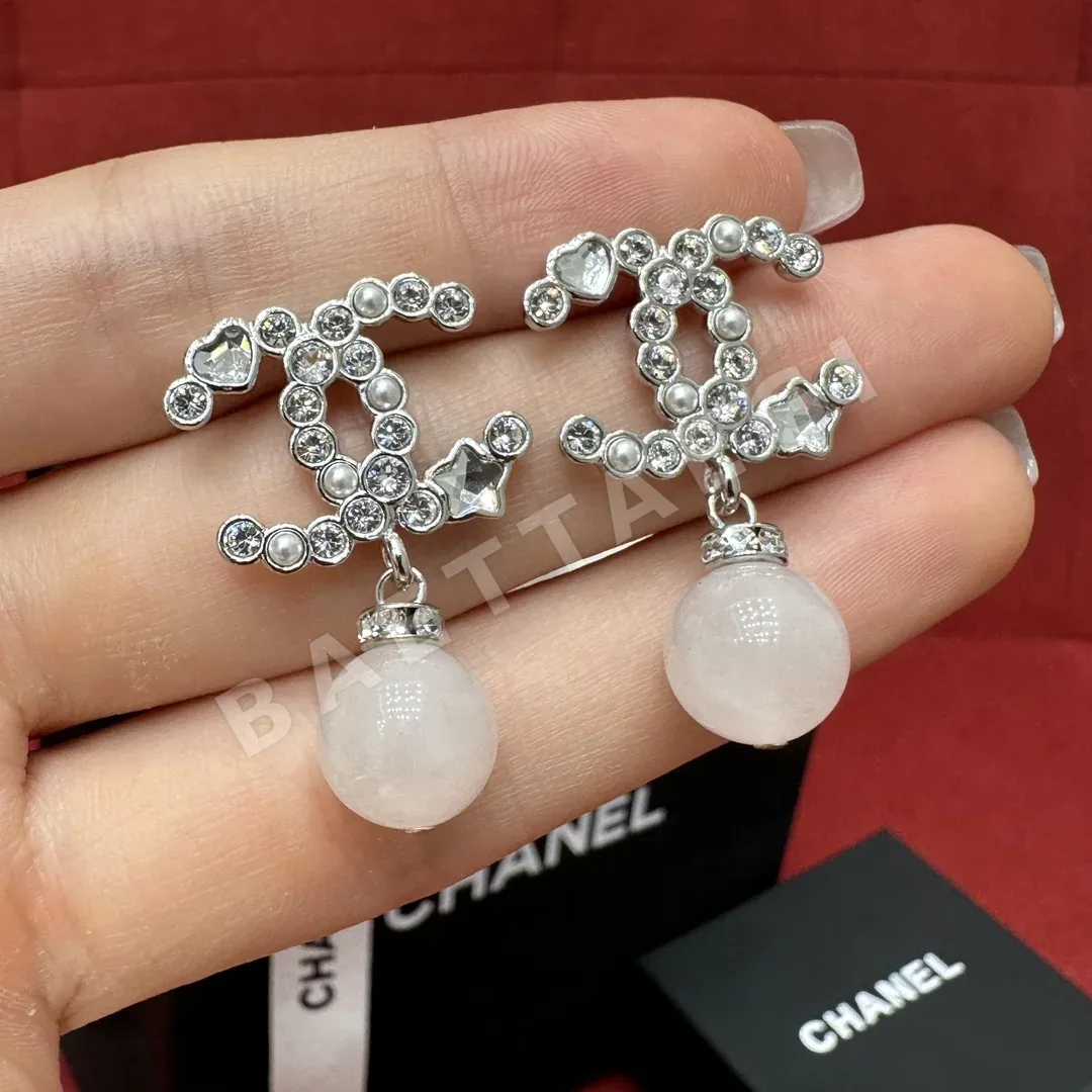 샤넬 스타 하트 진주 더블 C 펜던트 귀걸이 178160