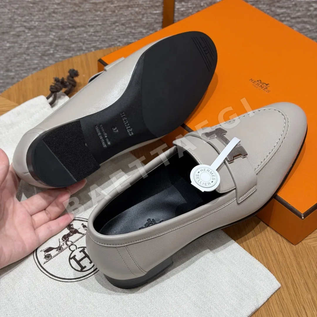 에르메스 로퍼 페블베이지 염소가죽 실버 하드웨어 상세 이미지 8
