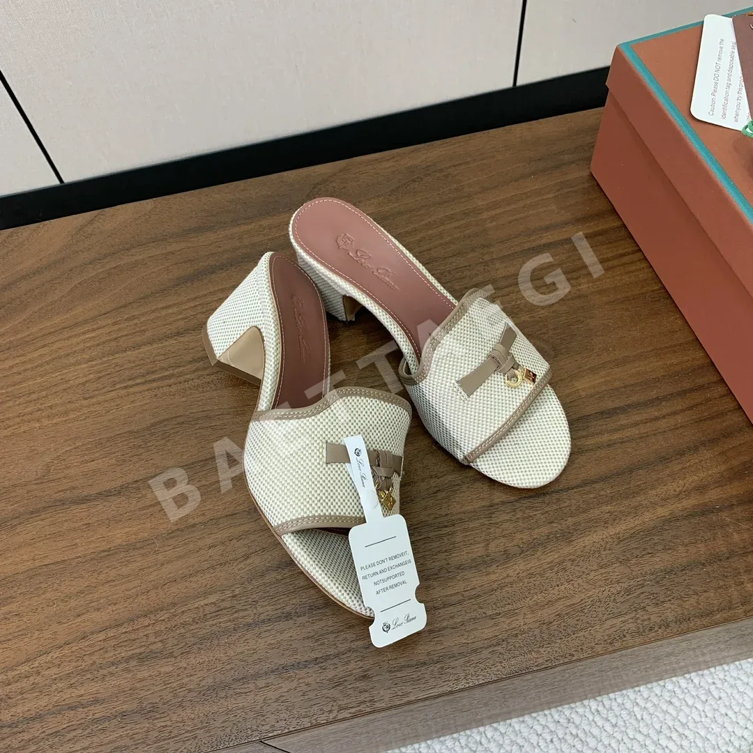 로로피아나 컬러 블록 미드힐 뮬 샌들 상세 이미지 5