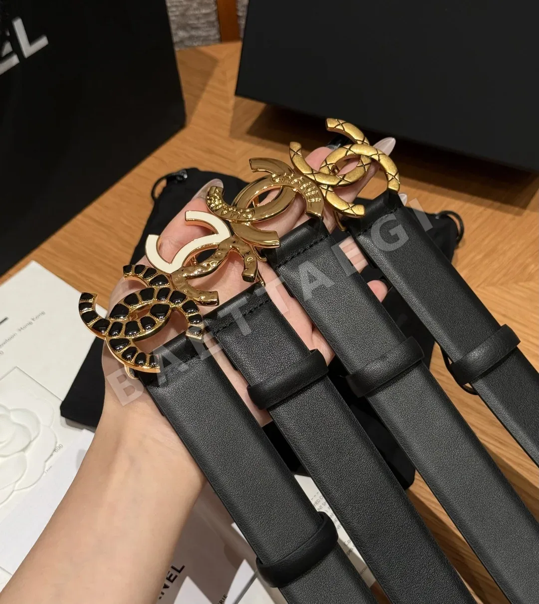 샤넬 골드 더블 C 로고 소가죽 벨트 상세 이미지 4