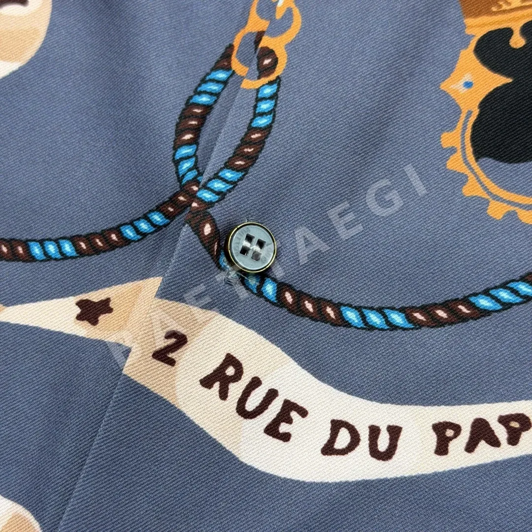 루이비통 모노그램 로고 프린트 실크 긴팔 셔츠 남성 상세 이미지 8