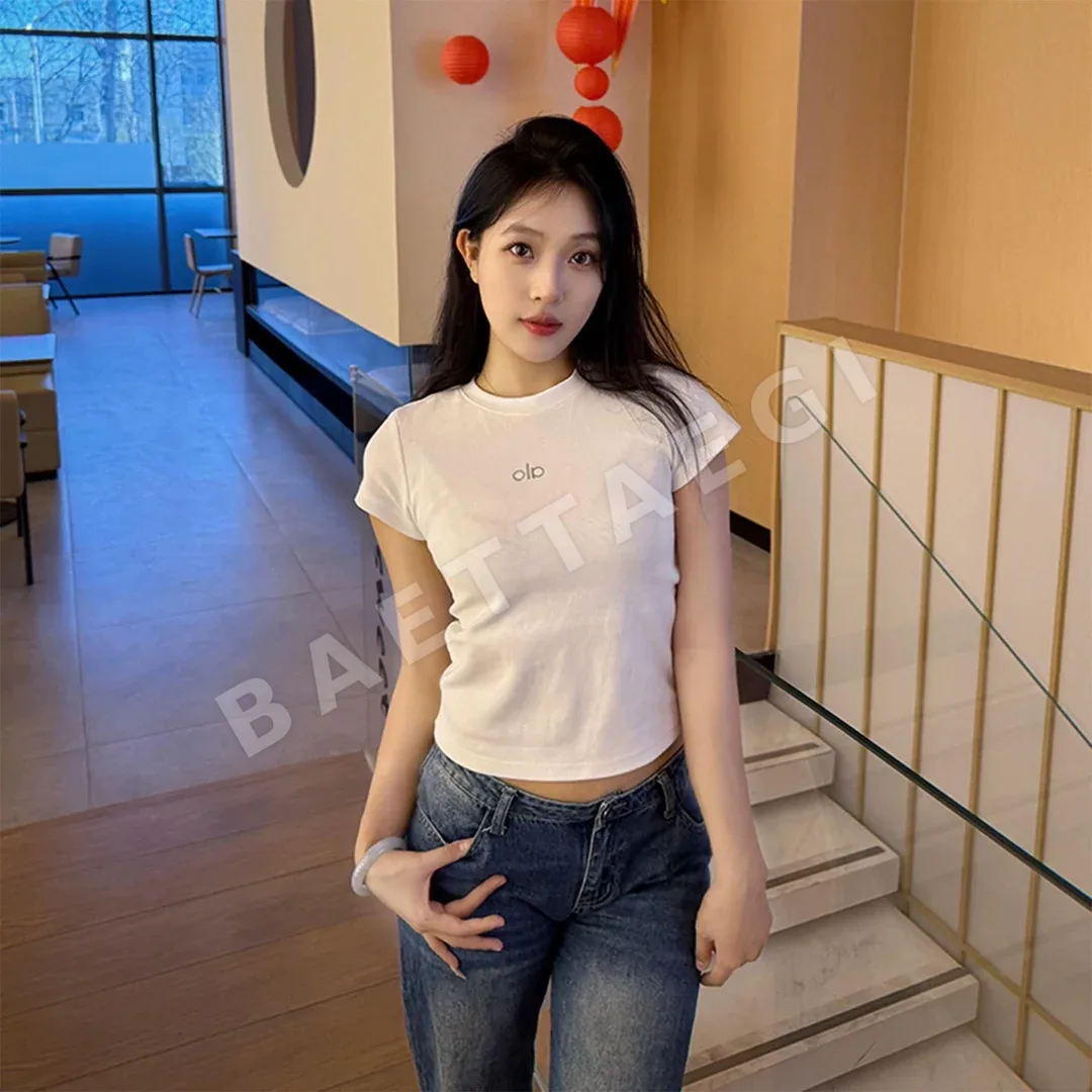 알로 여성 라운드넥 숄더컷 반팔 티셔츠 상세 이미지 3