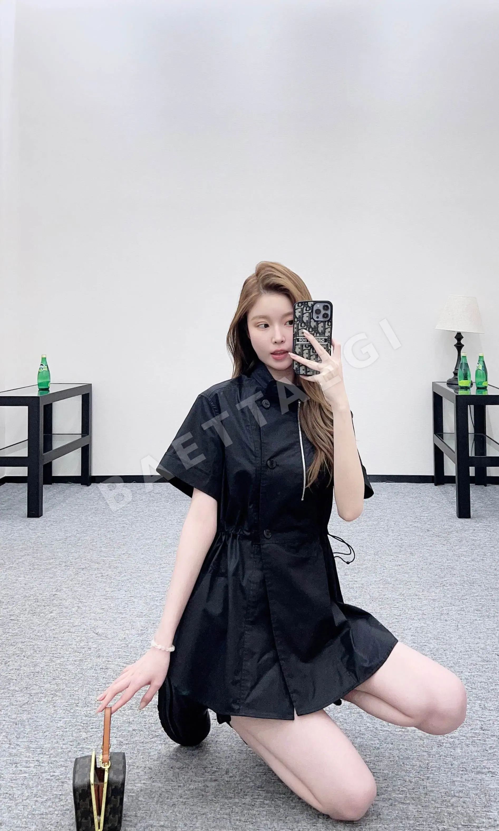 에르메스 스탠드 카라 반소매 코튼 원피스 상세 이미지 2