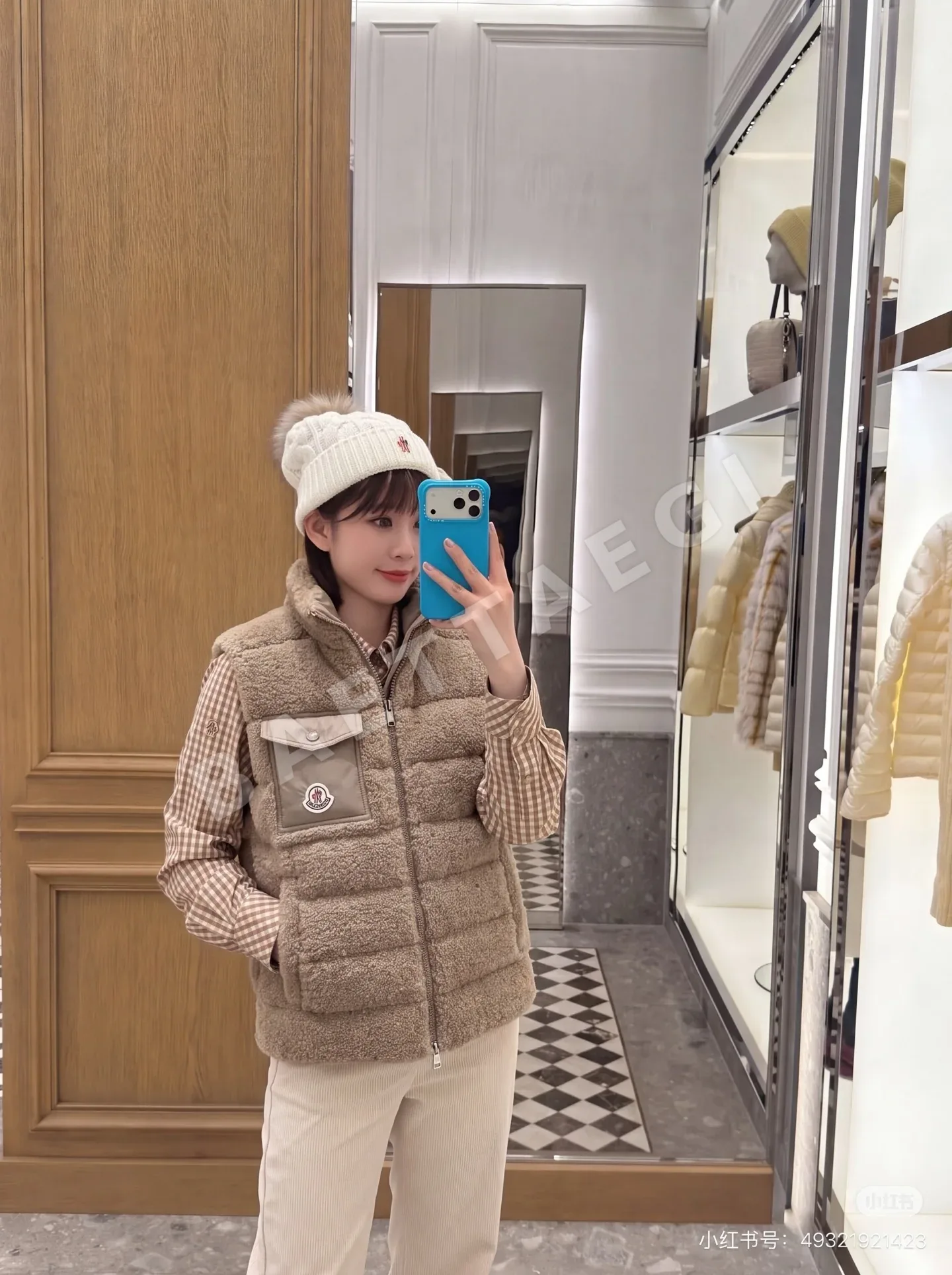 몽클레르 테디베어 플리스 울 다운 여성 조끼 상세 이미지 10