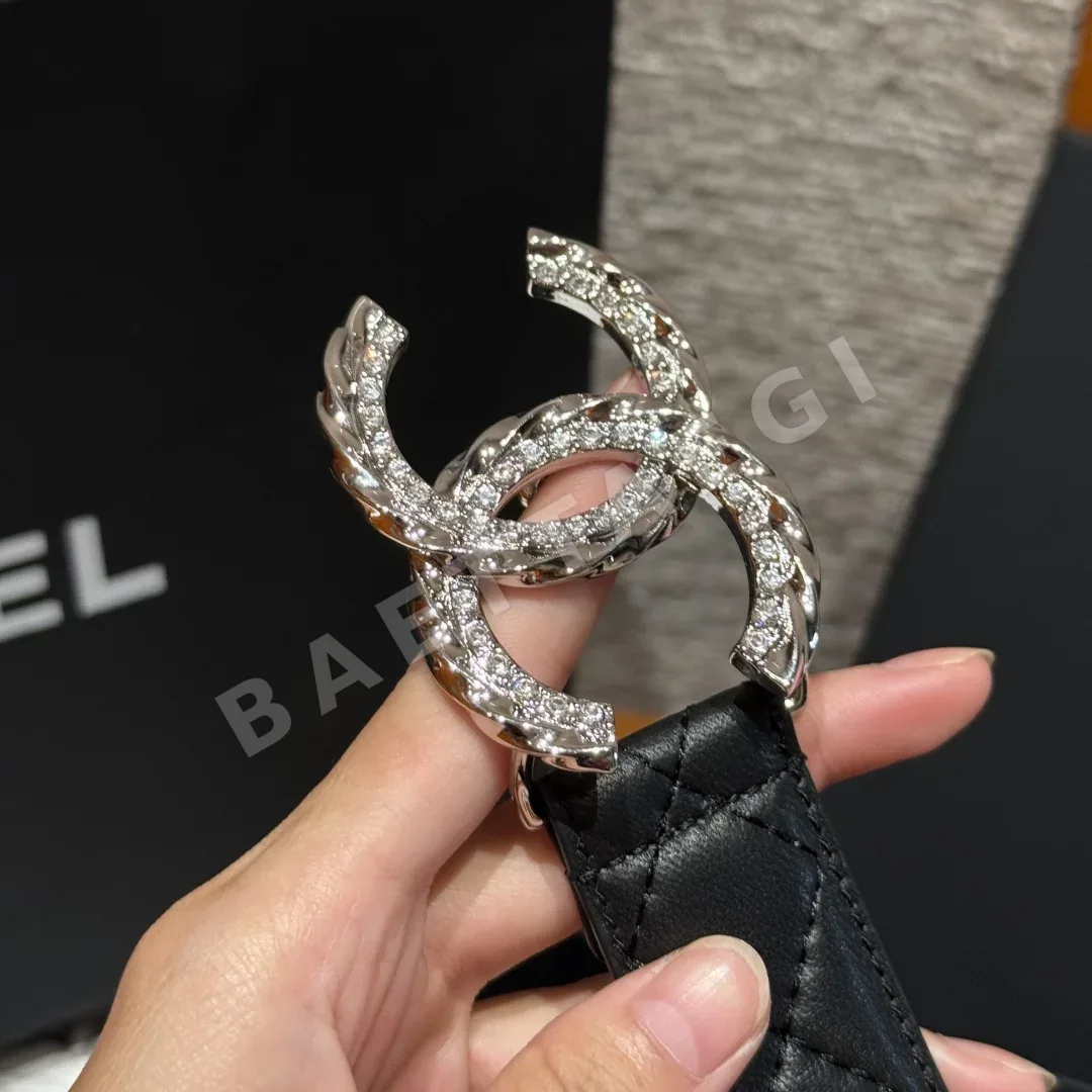 샤넬 더블 C 메탈 로고 램스킨 벨트 상세 이미지 6