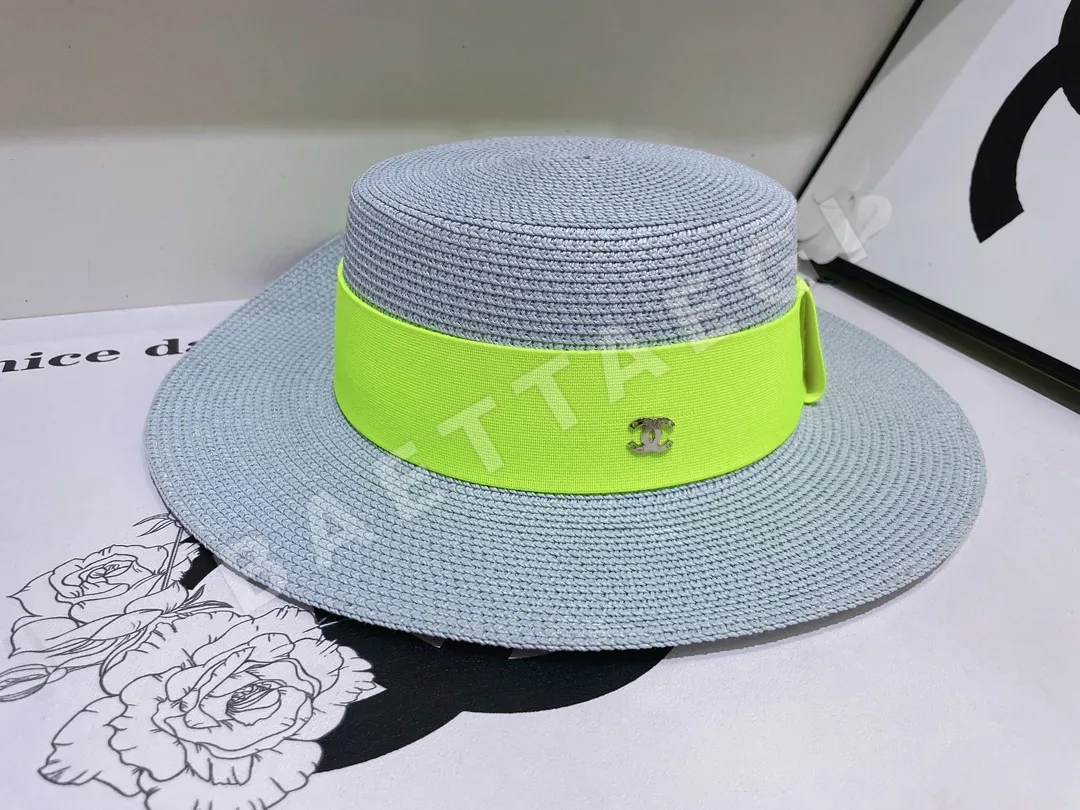 샤넬 마카롱 웨빙 밀짚 모자 82165