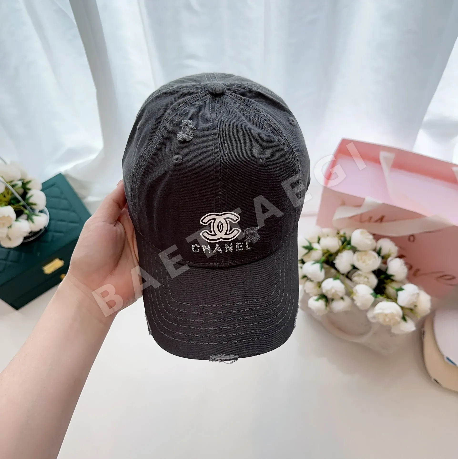 샤넬 데미지 코튼 베이스볼 모자 상세 이미지 3