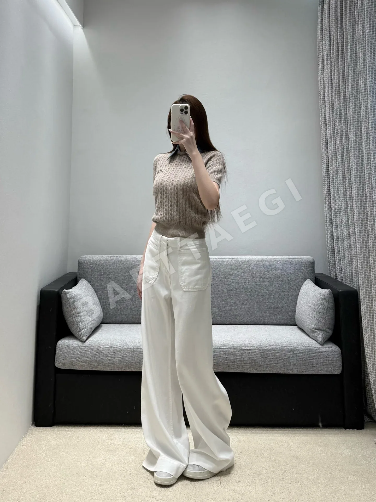 셀린느 와이드 레그 하이웨이스트 여성 바지 상세 이미지 2