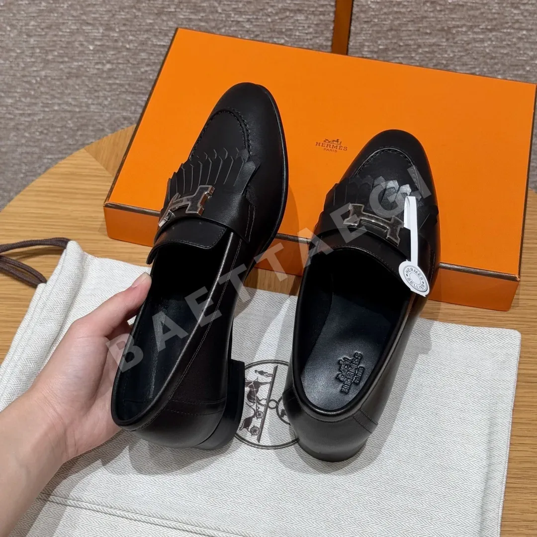 에르메스 로얄 로퍼 블랙 염소가죽 드립그루버 버클 상세 이미지 5