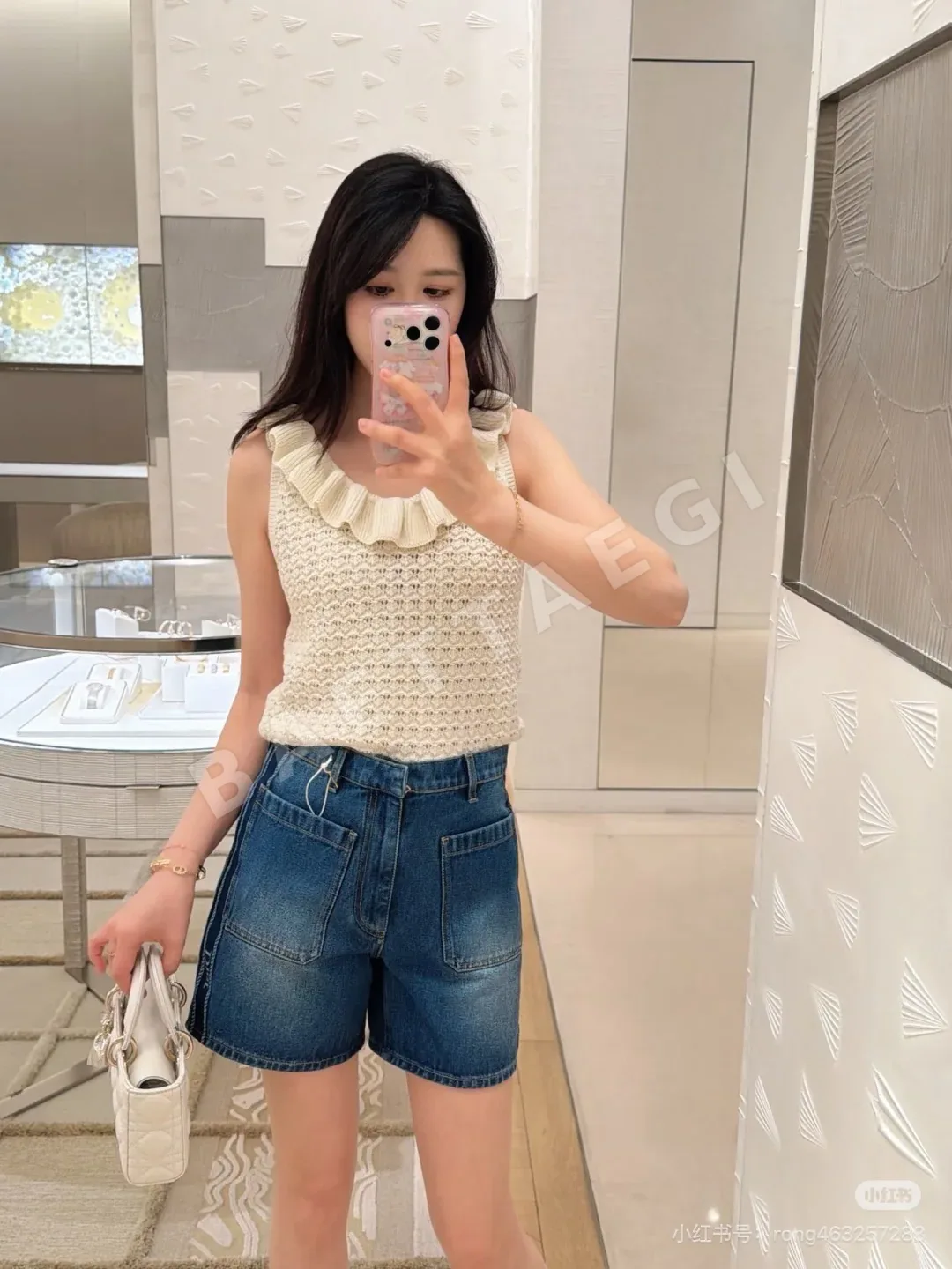 디올 하이웨스트 루즈핏 데님 바지 상세 이미지 4