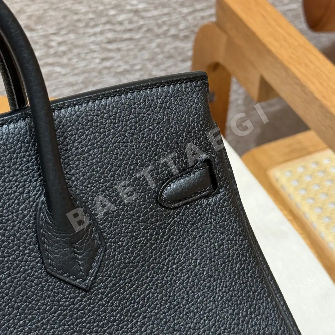 에르메스 버킨 25 블랙 토고 가죽 가방 상세 이미지 4