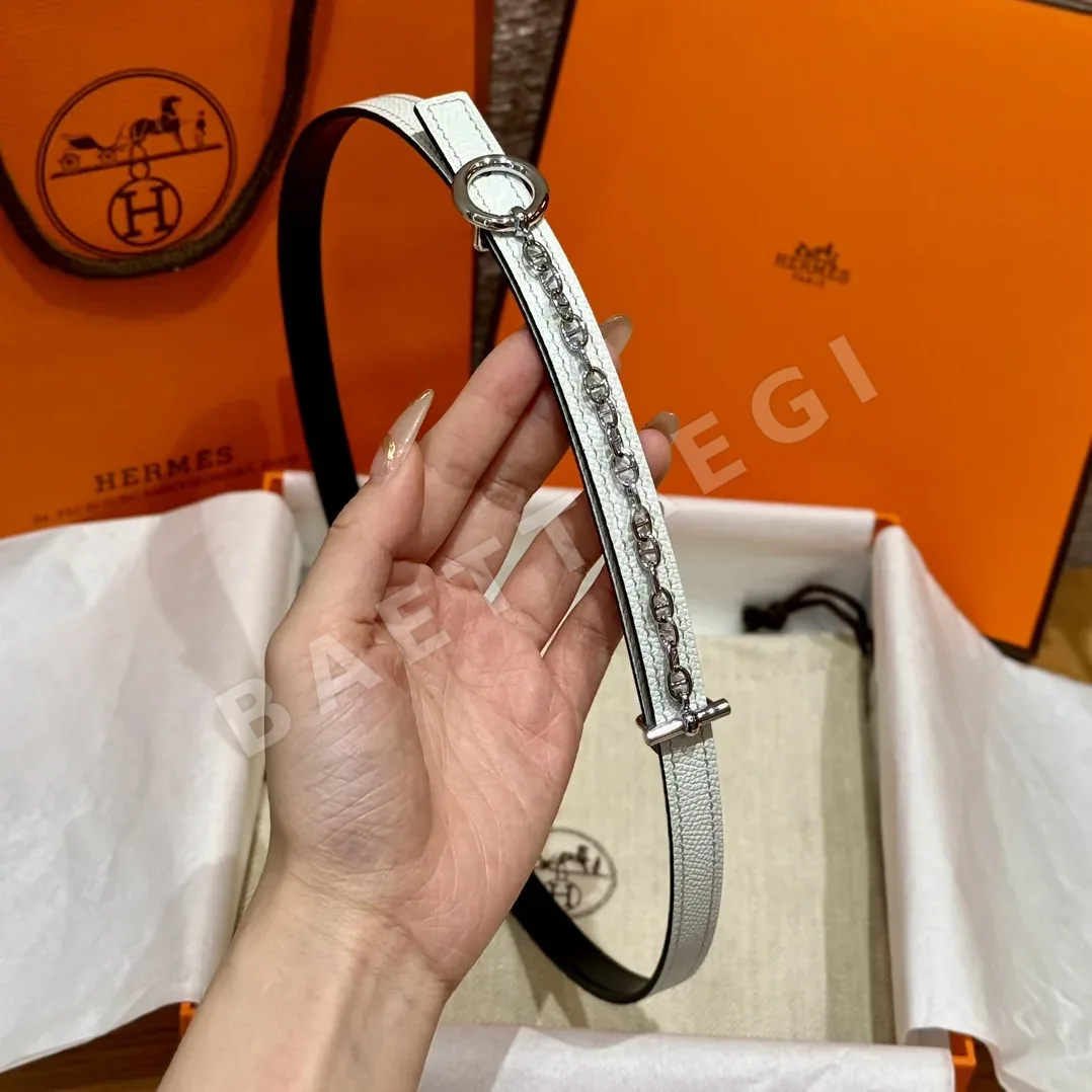 에르메스 팔라듐 도금 체인 버클 가죽 벨트 상세 이미지 4
