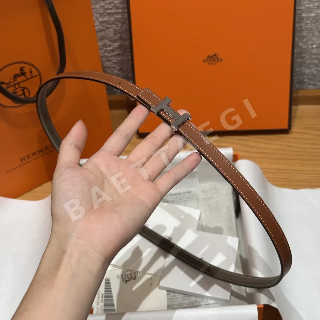 에르메스 미니 H 버클 양면 가죽 벨트 상세 이미지 3