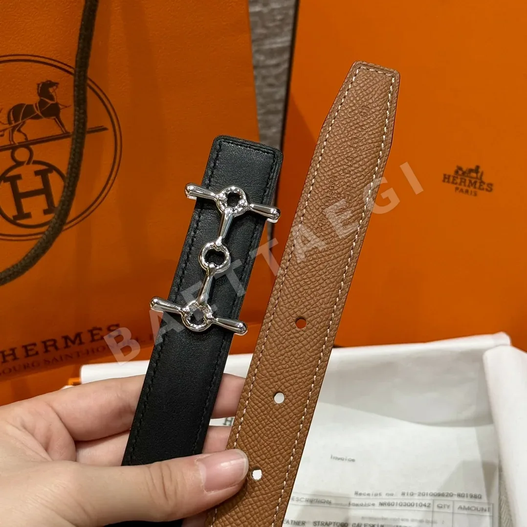 에르메스 H자형 메시 버클 양면 가죽 벨트 상세 이미지 9