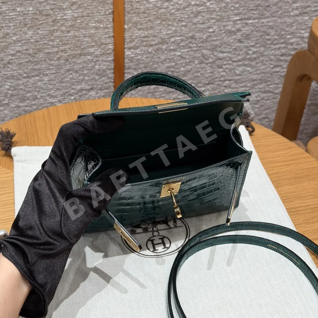 에르메스 미니 켈리 2 에메랄드 그린 아리게이터 가방 상세 이미지 6