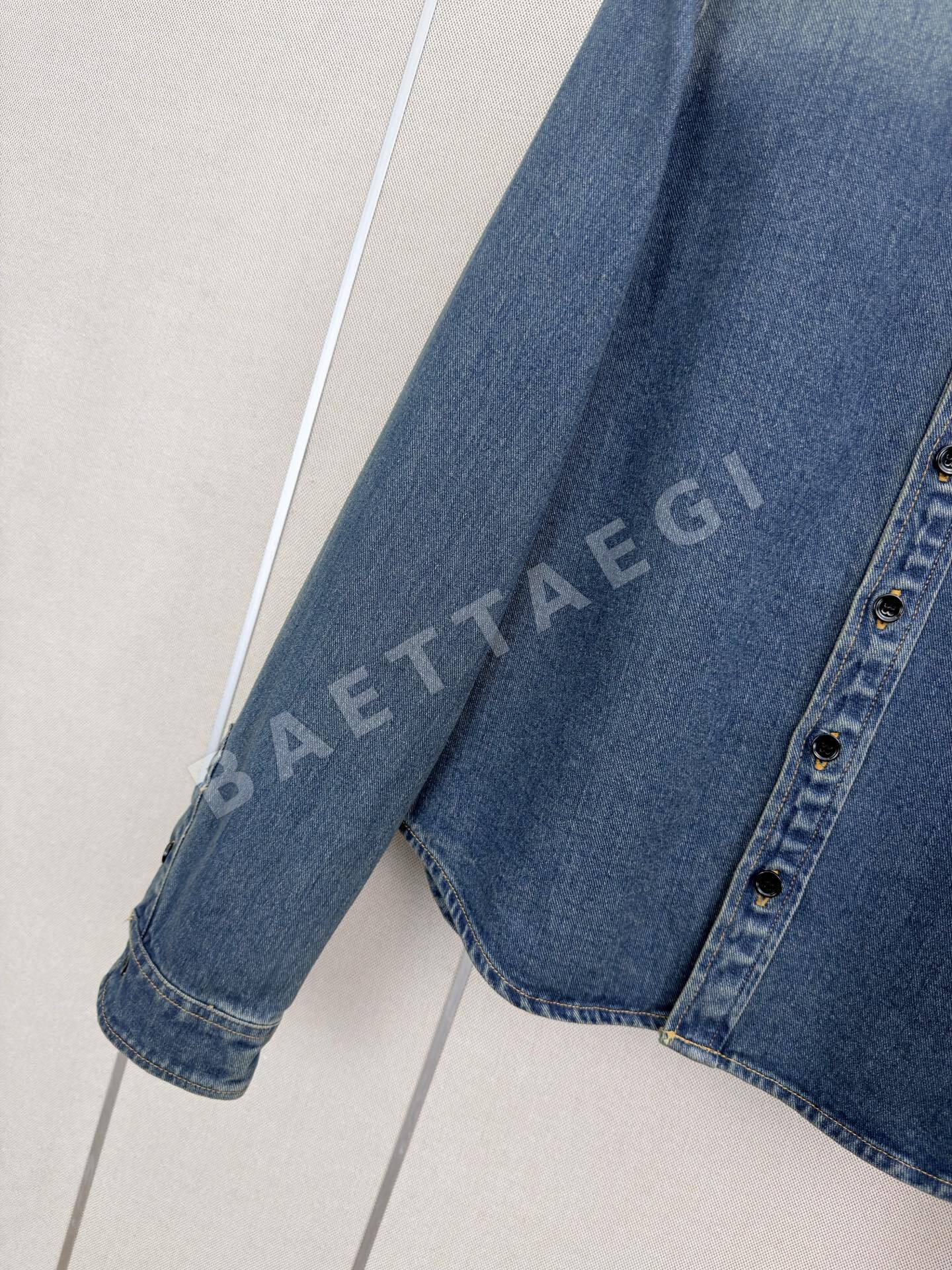 생로랑 자수 카라 데님 긴팔 셔츠 상세 이미지 6