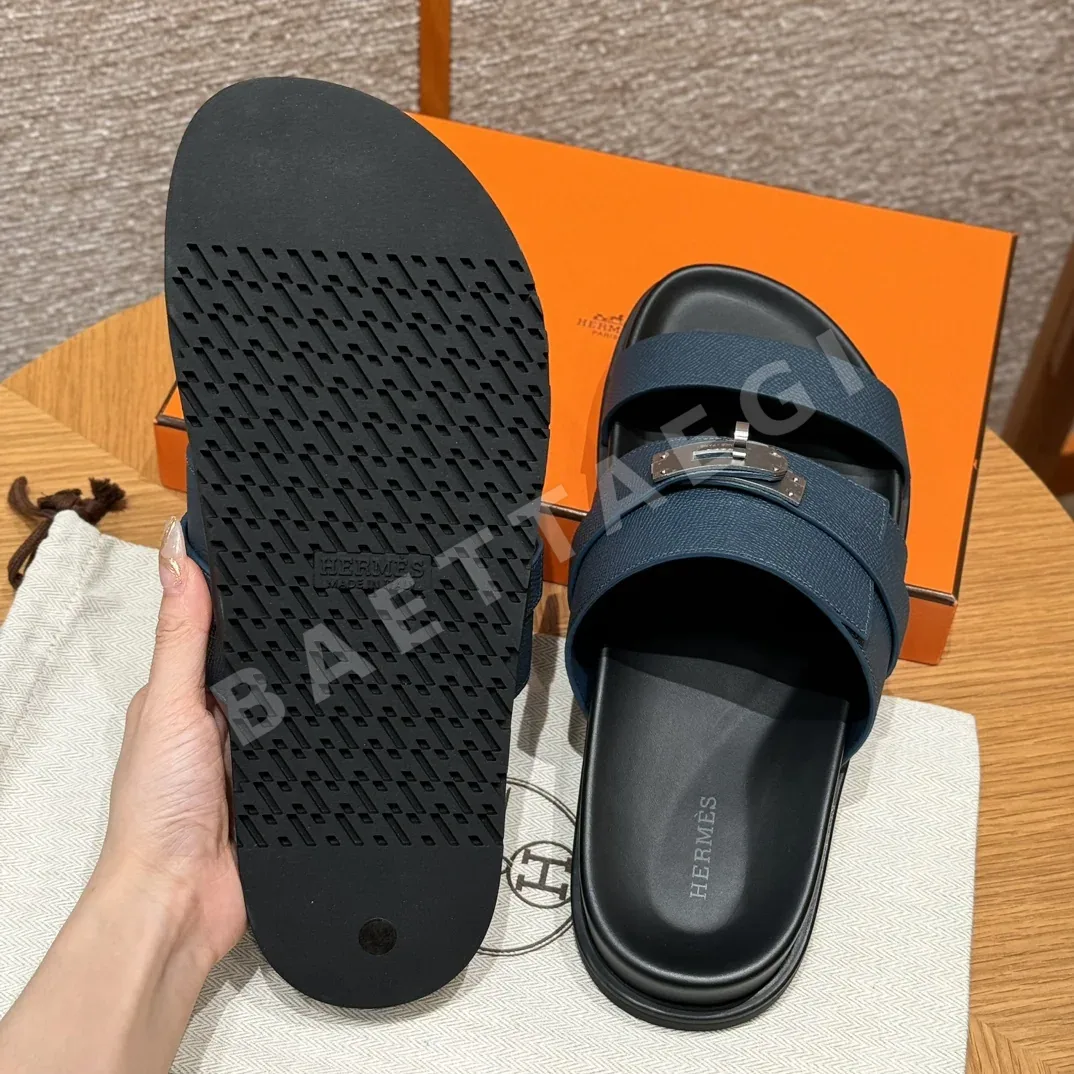 에르메스 잭슨 샌들 네이비 블루 카프스킨 실버 버클 상세 이미지 8