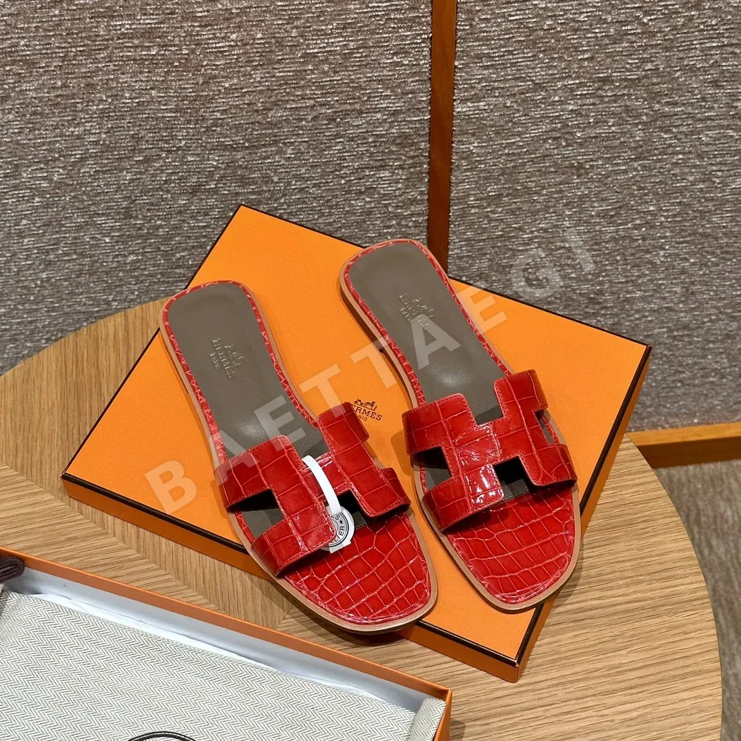 에르메스 오란 샌들 Red 악어가죽 H 컷아웃 상세 이미지 3