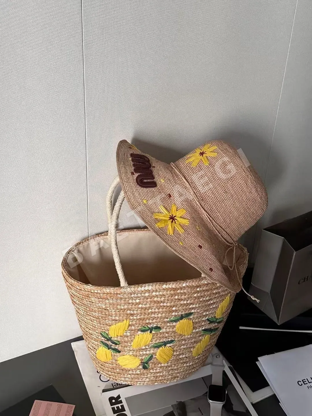 미우미우 라피아 선햇 모자 상세 이미지 6