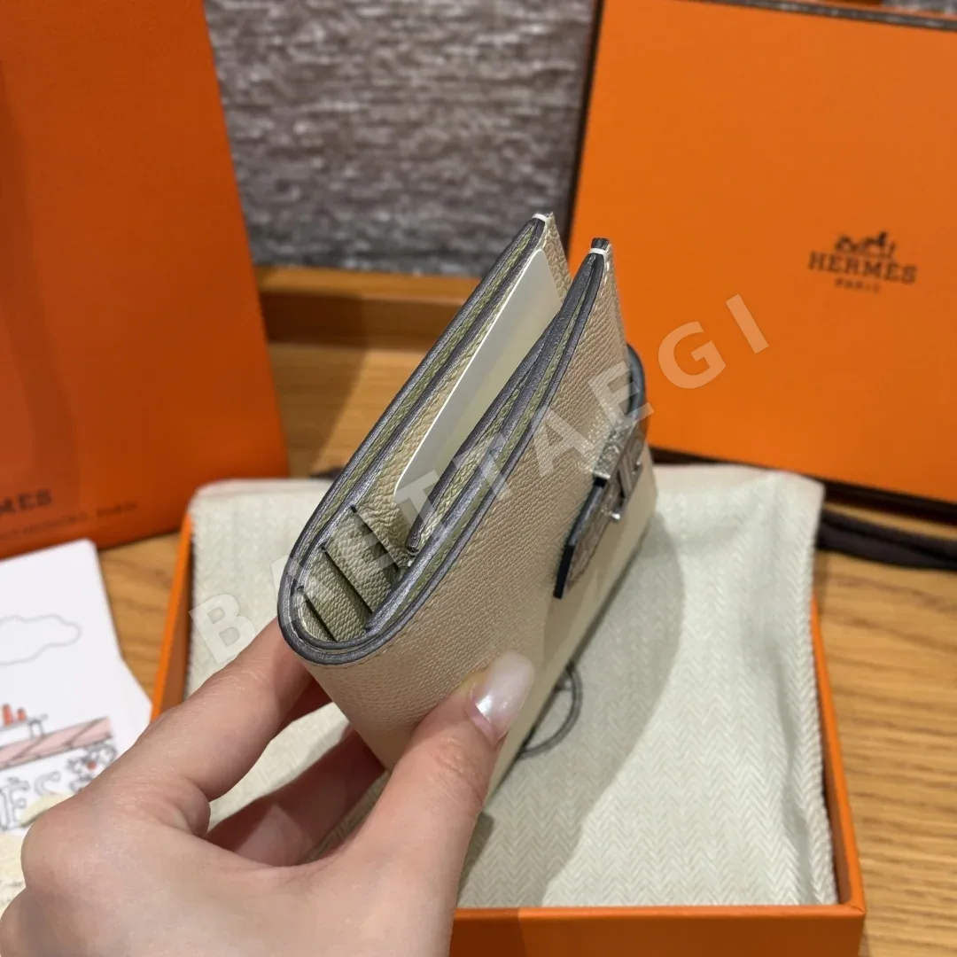 에르메스 베어 미니 은장 잠금 악어가죽 지갑 상세 이미지 6