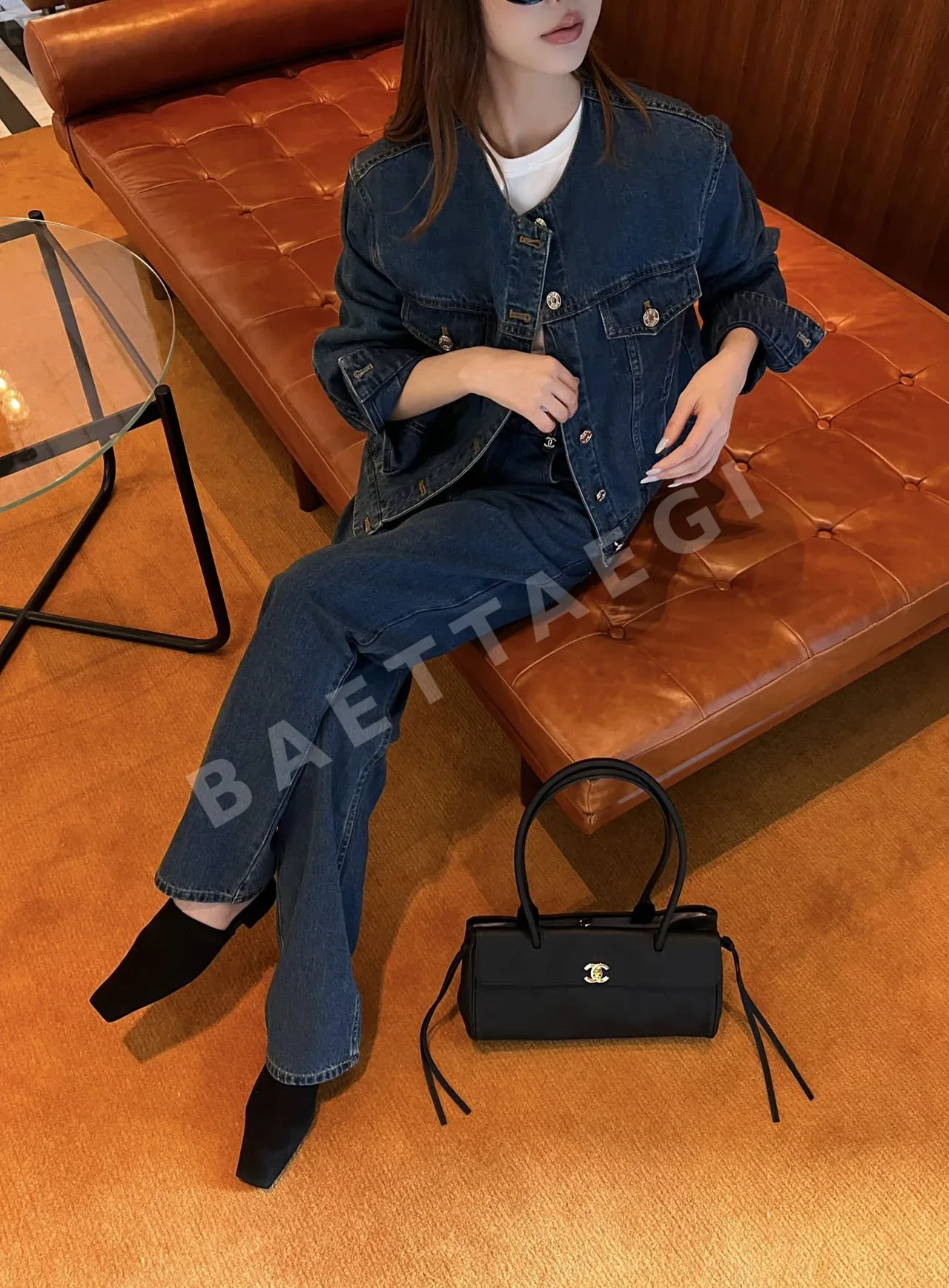 샤넬 더블 C 펜던트 스트레이트 레그 바지 163750