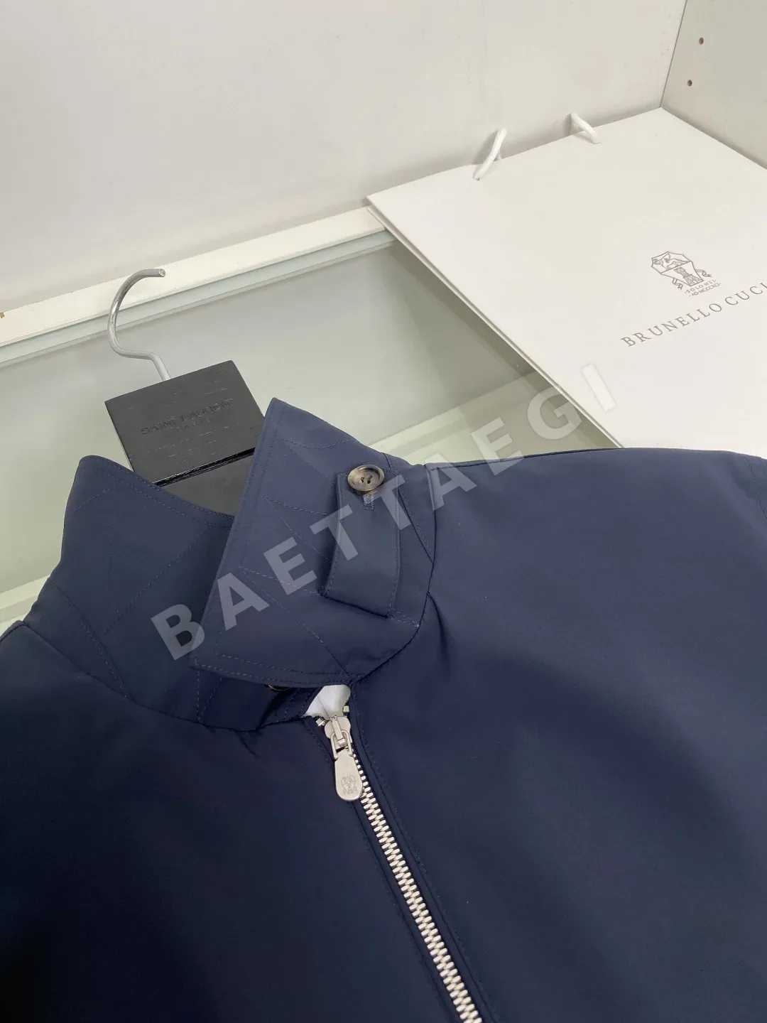 브루넬로쿠치넬리 네이비 베이지 더블 카라 남성 자켓 상세 이미지 7