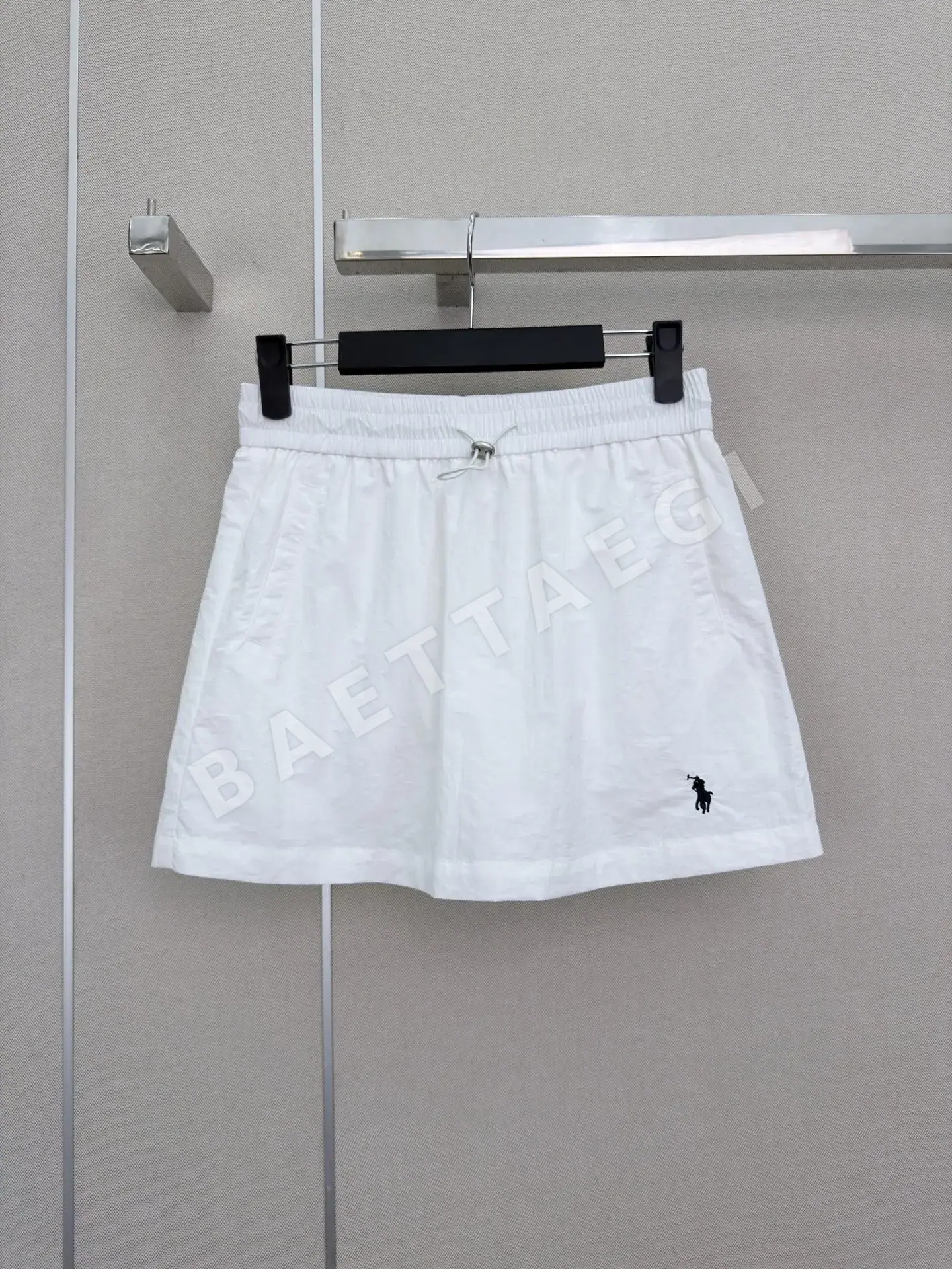 폴로 스탠드 카라 반팔 탑 허리 밴딩 스커트 세트 상세 이미지 7
