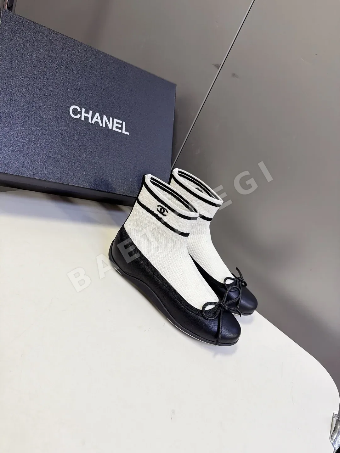 샤넬 니트 패치워크 양말 부츠 상세 이미지 2