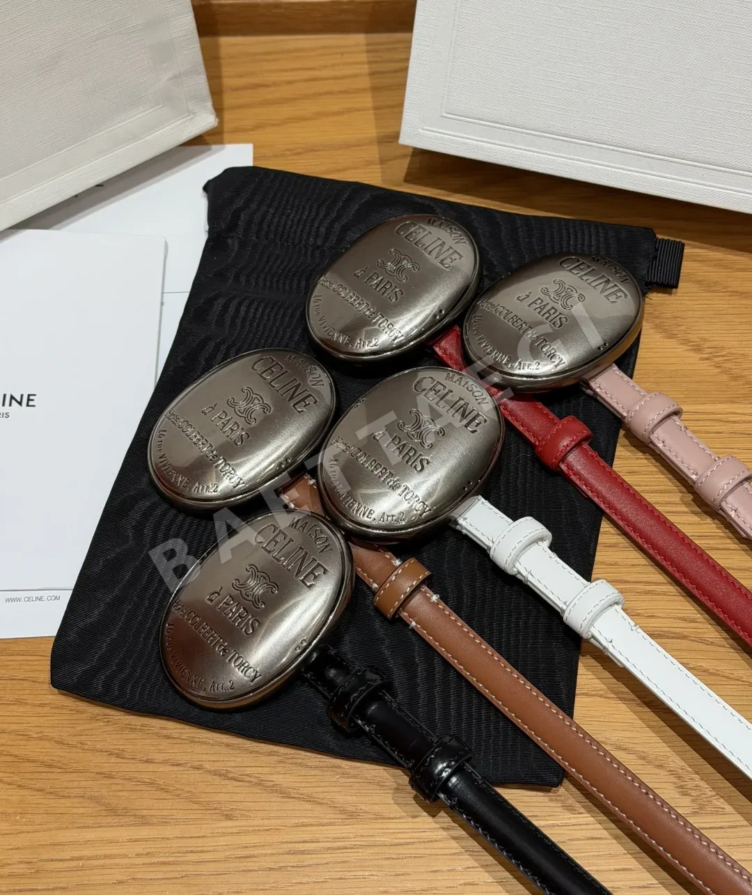 셀린느 13mm 빈티지 타원형 버클 가죽 벨트 상세 이미지 2