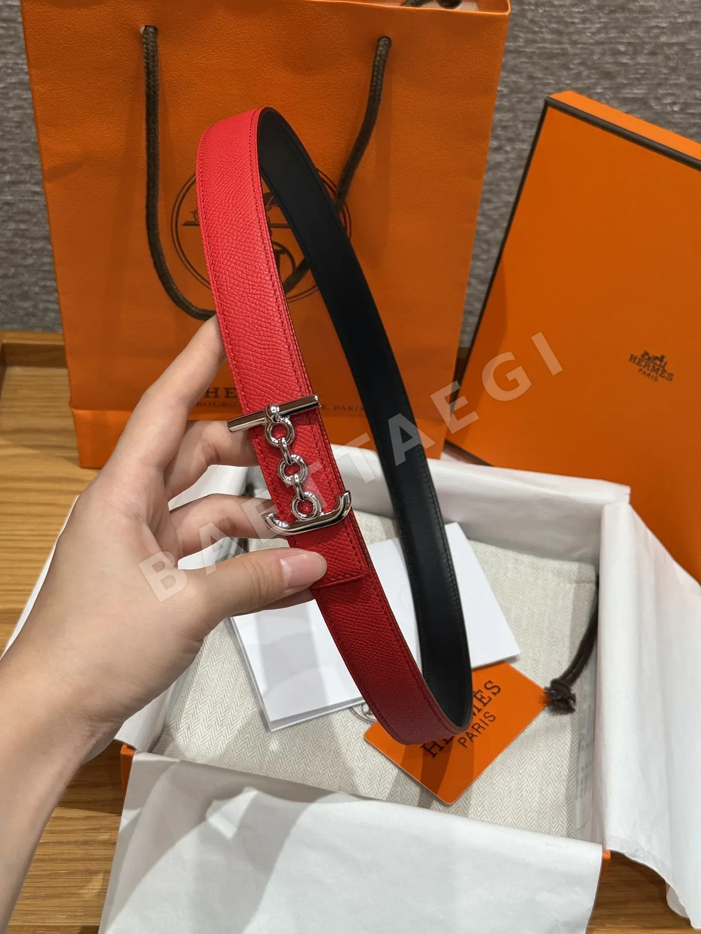 에르메스 H 버클 스위프트 가죽 양면 벨트 175299